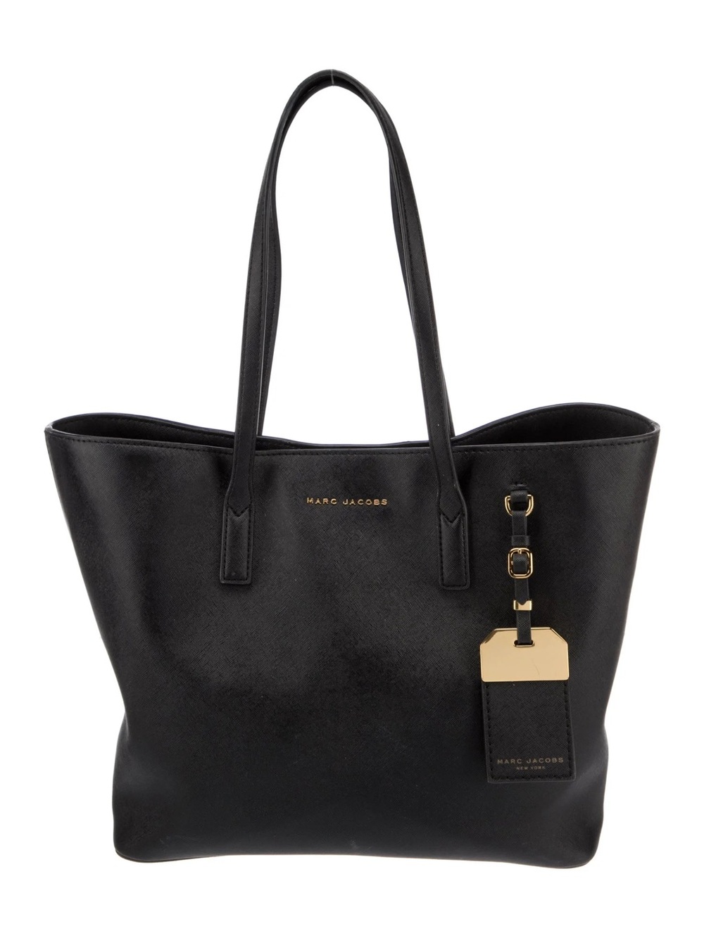 Marc Jacobs Black Tote with Gold Luggage Tag